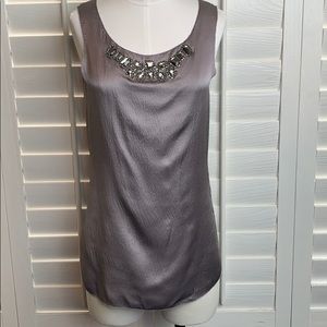 Ann Taylor 100% silk sleeveless embellished tank
